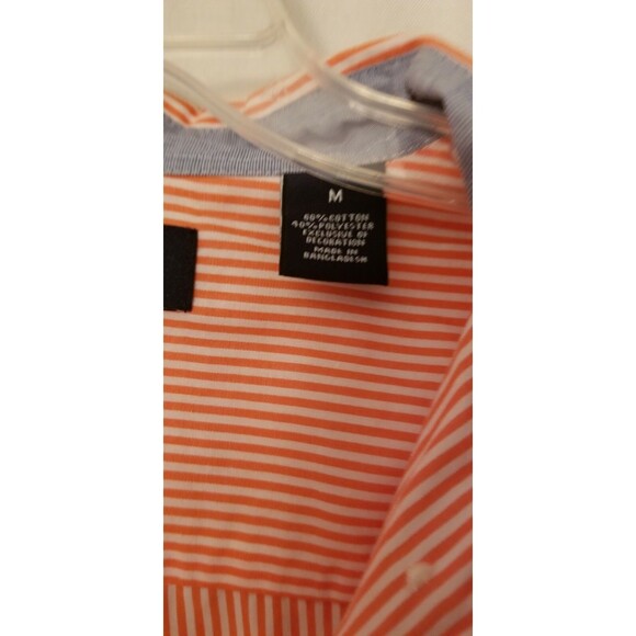 Men's Ralph Lauren Chaps Shirt  Medium EASY CARE Striped Short Sleeve Button - Picture 4 of 5